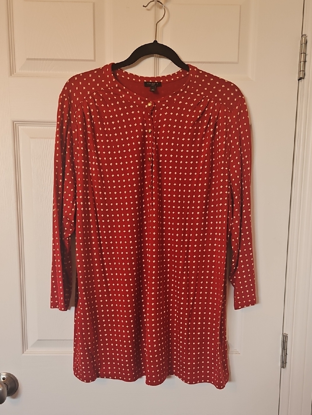 Talbots Red Polka-Dot Long Sleeve Tunic